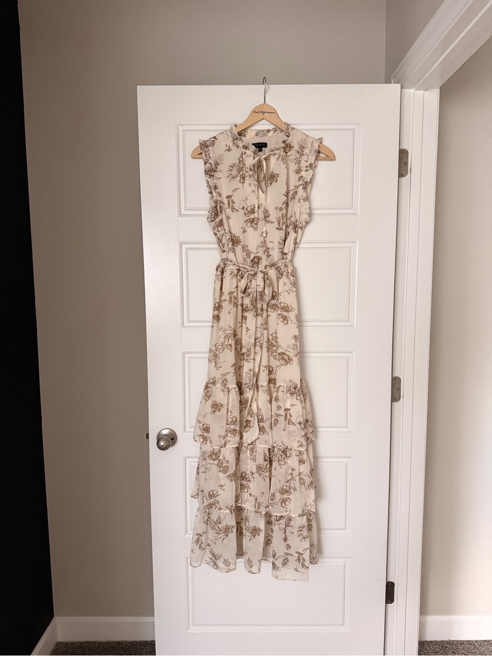 1. State Cream Floral Ruffle Tiered Maxi Dress
